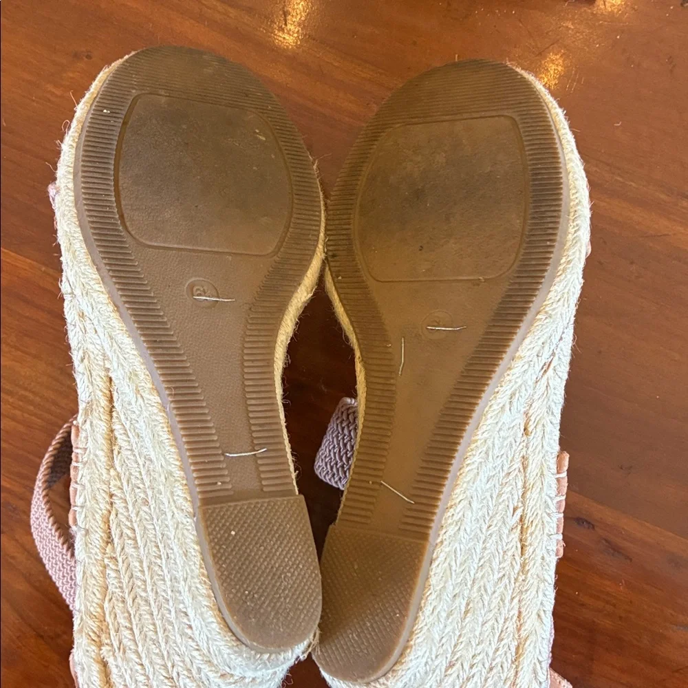 Steve Madden Pink Woven Elastic Espadrille Wedge Sandals